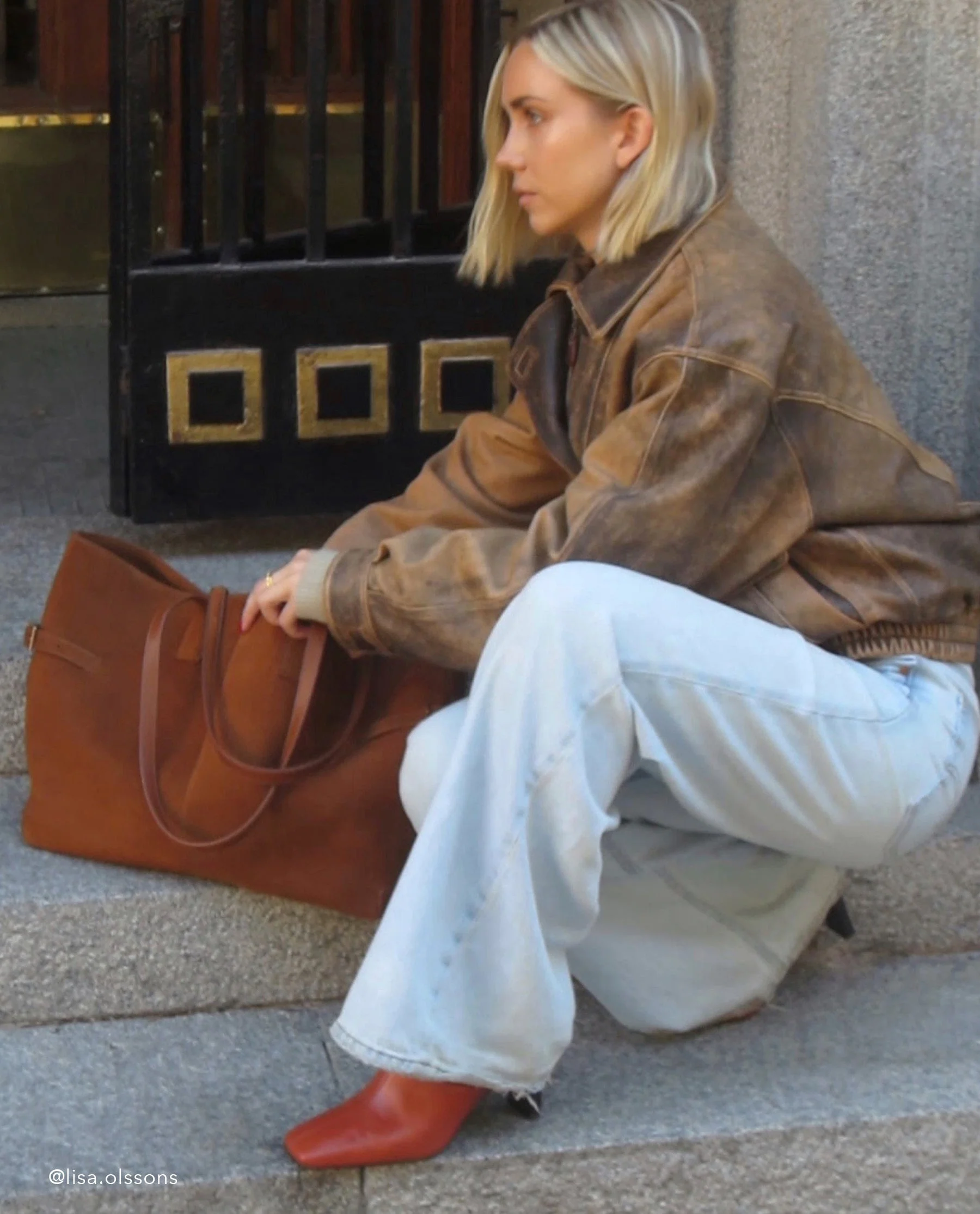 Lesley Tote Bag Suede Bourbon - Image 9